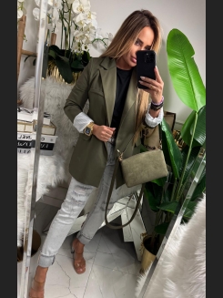 Marynarka oversize w kolorze khaki o wydłużonym fasonie